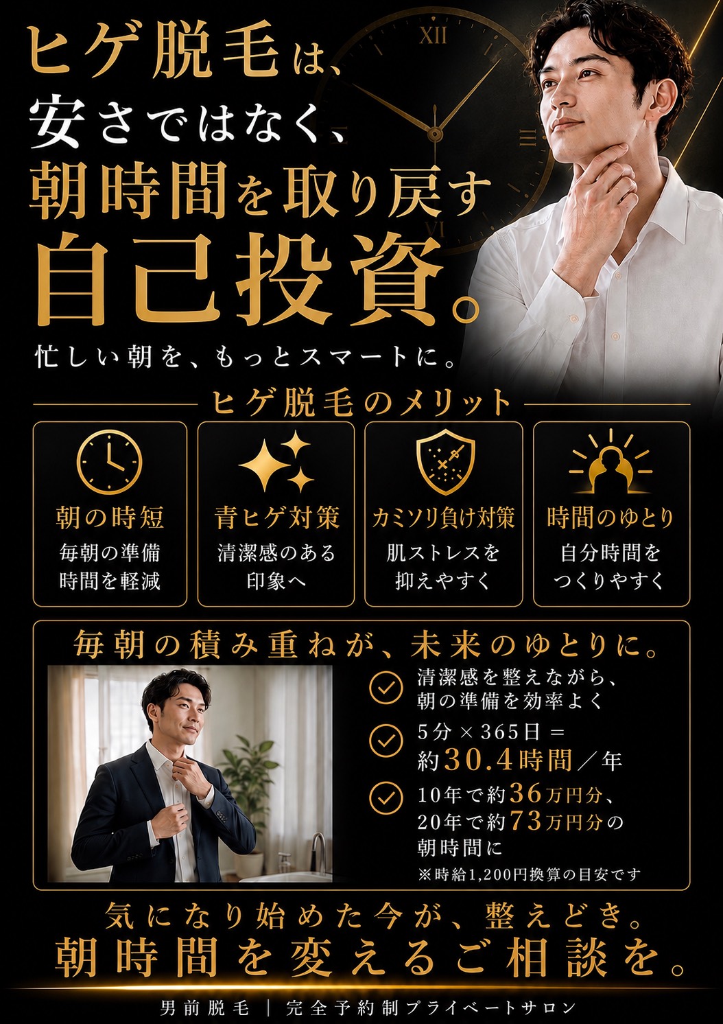 ヒゲ脱毛は朝時間を取り戻す自己投資